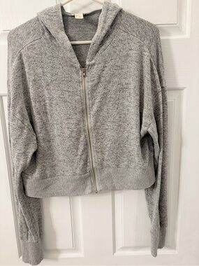 Forever 21 Light Gray Zip-Up Hoodie